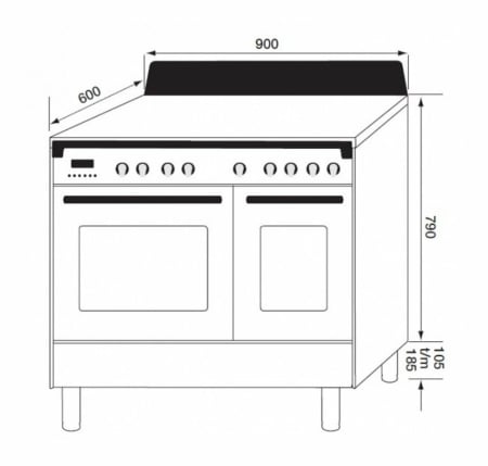 Boretti CFBI902AN fornuis Vrijstaand fornuis Inductiekookplaat zones Antraciet B - Afbeelding 3