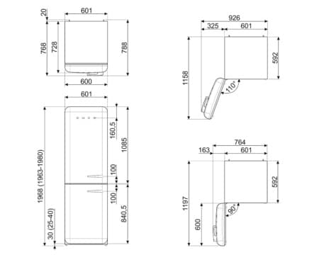 Smeg FAB32LSV5 koel-vriescombinatie Vrijstaand 331 l D Zilver - Afbeelding 4