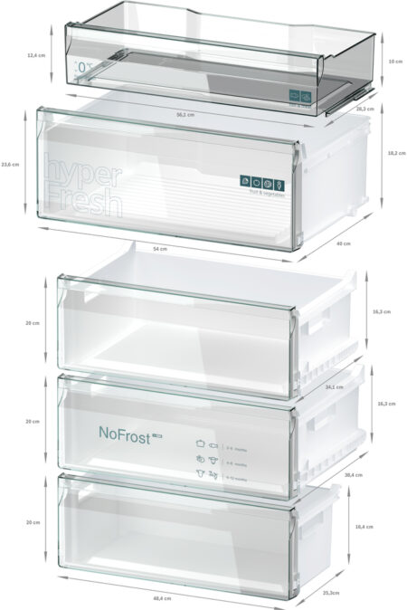 Siemens iQ300 KG49NXXCF koel-vriescombinatie Vrijstaand 440 l C Zwart, Roestvrijstaal - Afbeelding 7