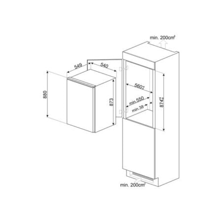 SMEG S4L090F inbouwkoelkast - Afbeelding 2