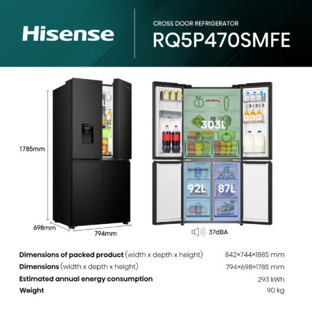 Hisense RQ5P470SMFE koel-vriescombinatie Vrijstaand 482 l E DHZ2318 - Afbeelding 13