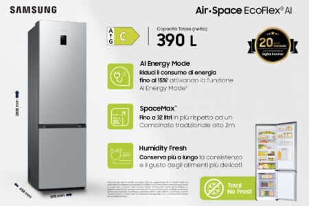Samsung RB38C672CSA/EF koel-vriescombinatie Vrijstaand 390 l C Roestvrijstaal - Afbeelding 4