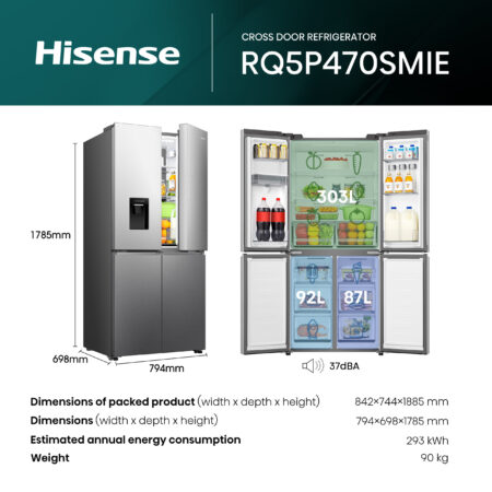 Hisense RQ5P470SMIE koel-vriescombinatie 482 l E Zilver, Roestvrijstaal DHZ2324 - Afbeelding 12