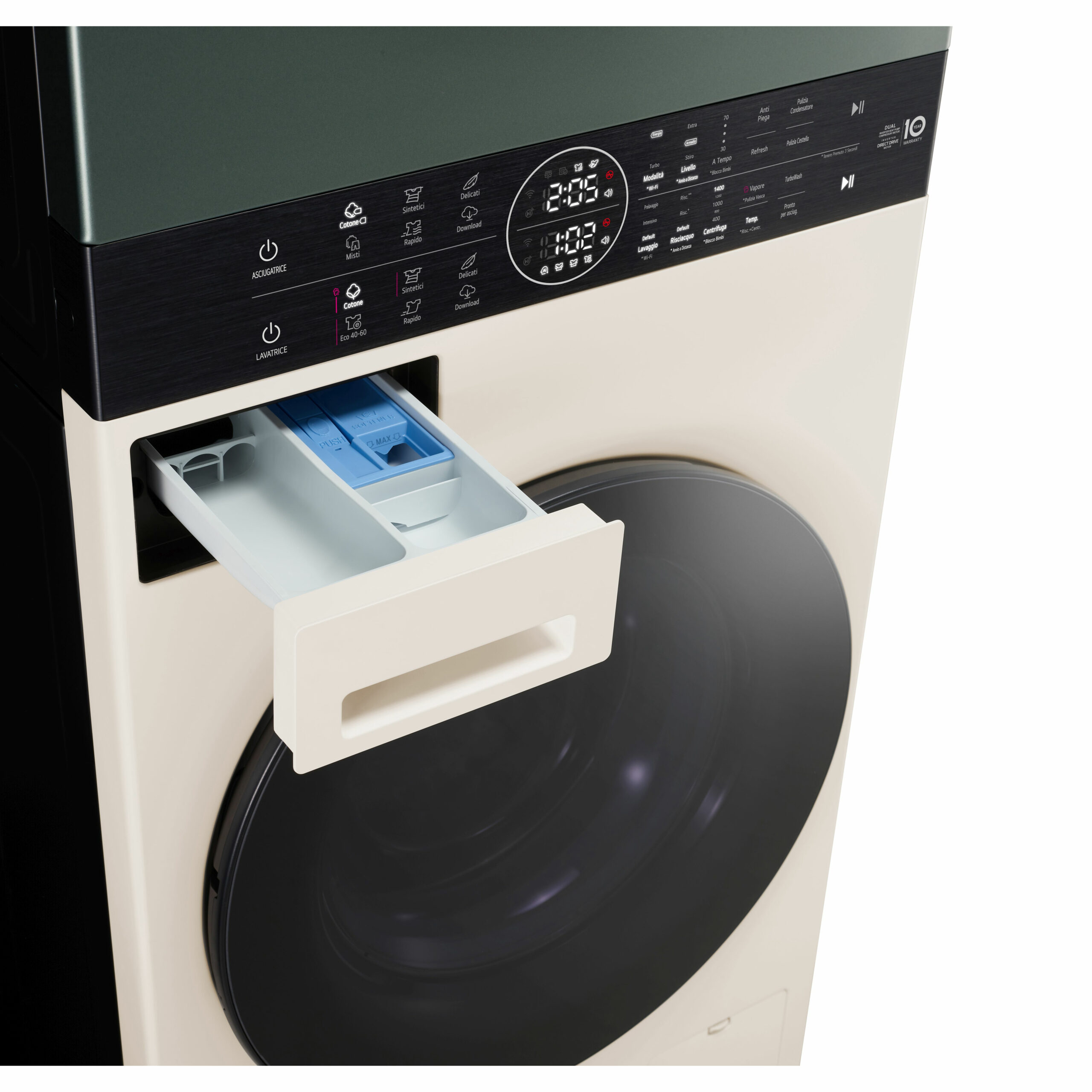 LG WT1210EGF Was-droogcombinatie Vrijstaand Voorbelading Groen, Wit A - Afbeelding 4