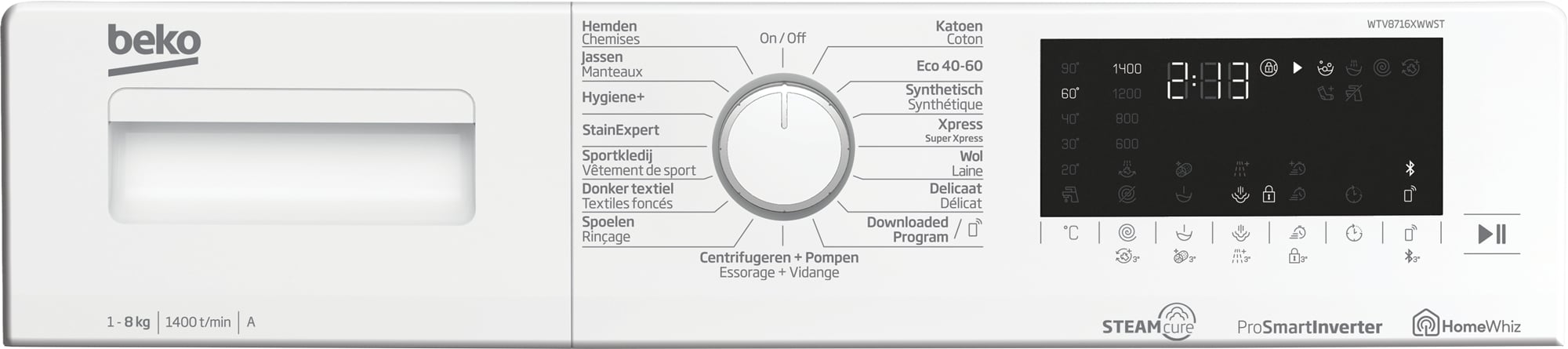 Beko WTV8716XWWST wasmachine Voorbelading 8 kg 1400 RPM Wit DHZ2591 - Afbeelding 5