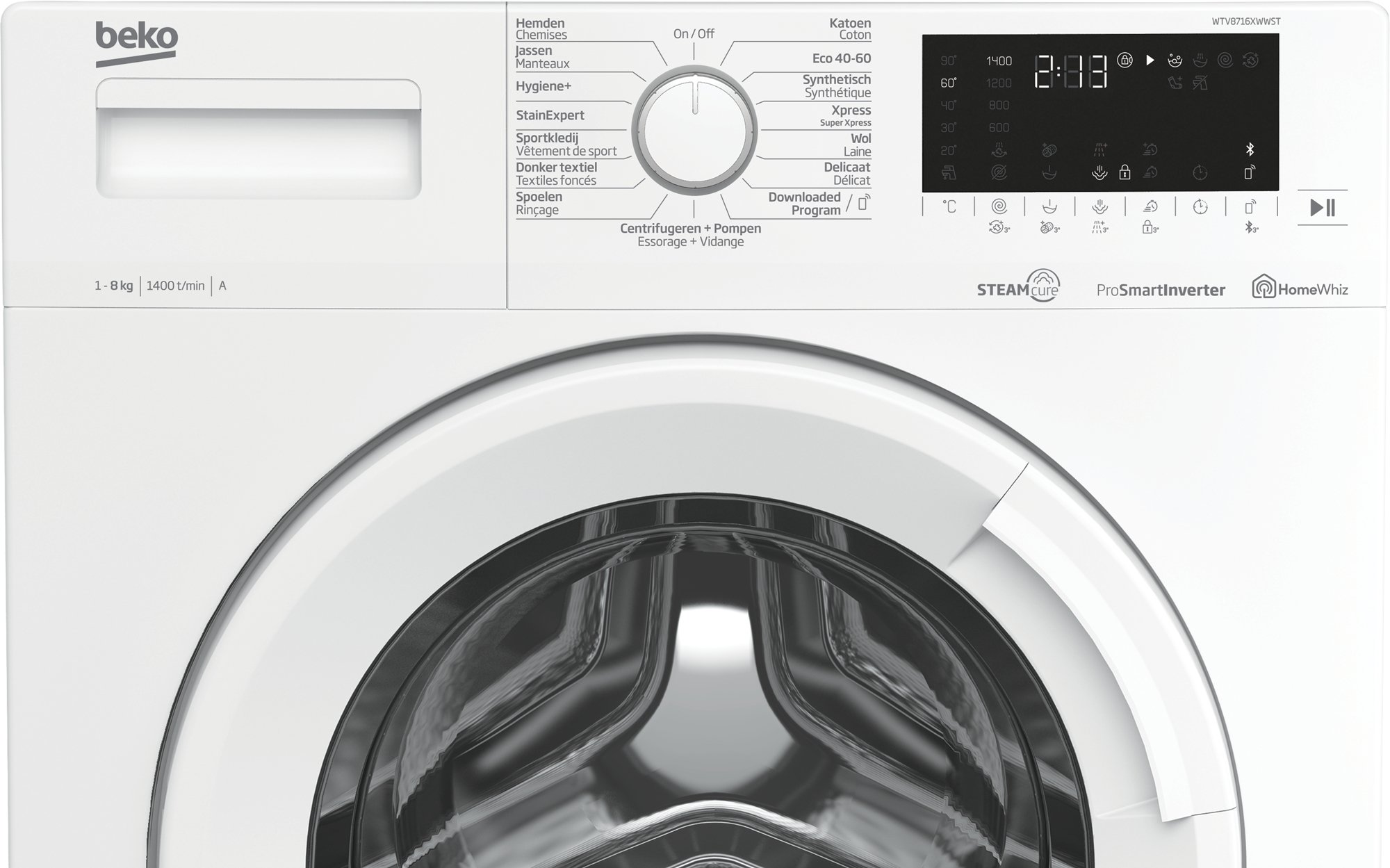 Beko WTV8716XWWST wasmachine Voorbelading 8 kg 1400 RPM Wit DHZ2591 - Afbeelding 4