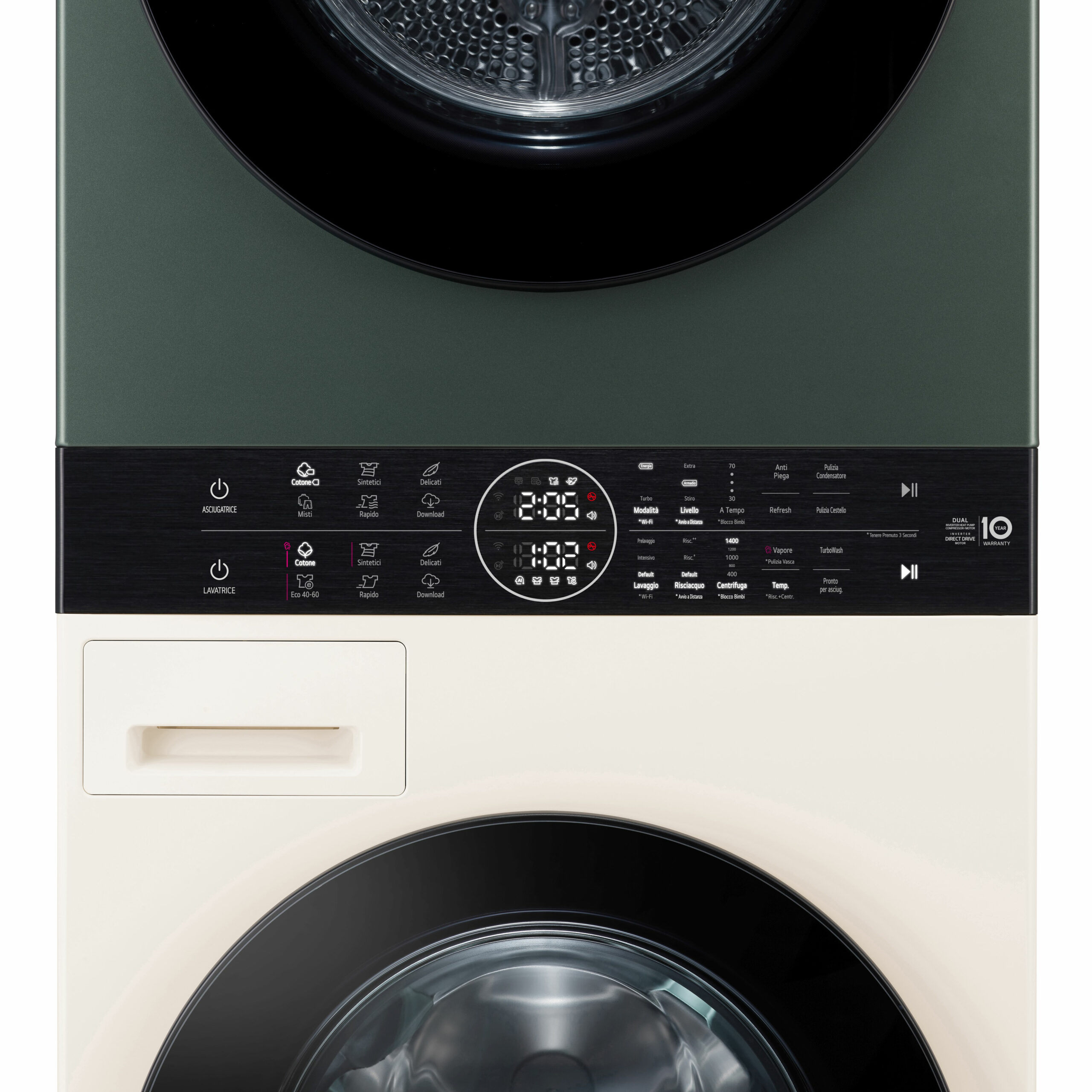 LG WT1210EGF Was-droogcombinatie Vrijstaand Voorbelading Groen, Wit A - Afbeelding 5