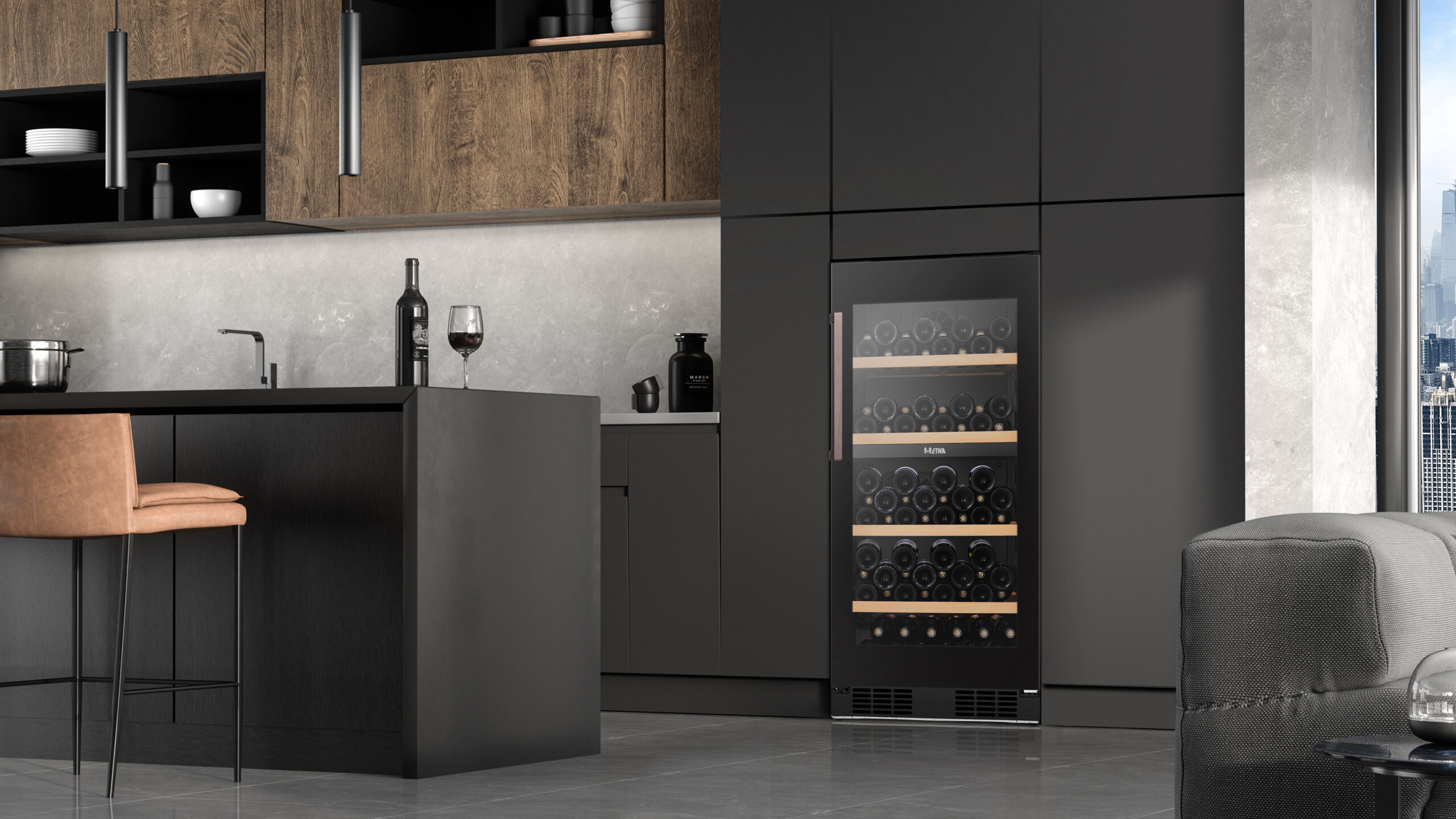 ETNA WKV584 wijnkoeler Compressorwijnkoeler Vrijstaand Zwart 108 fles(sen) - Afbeelding 4