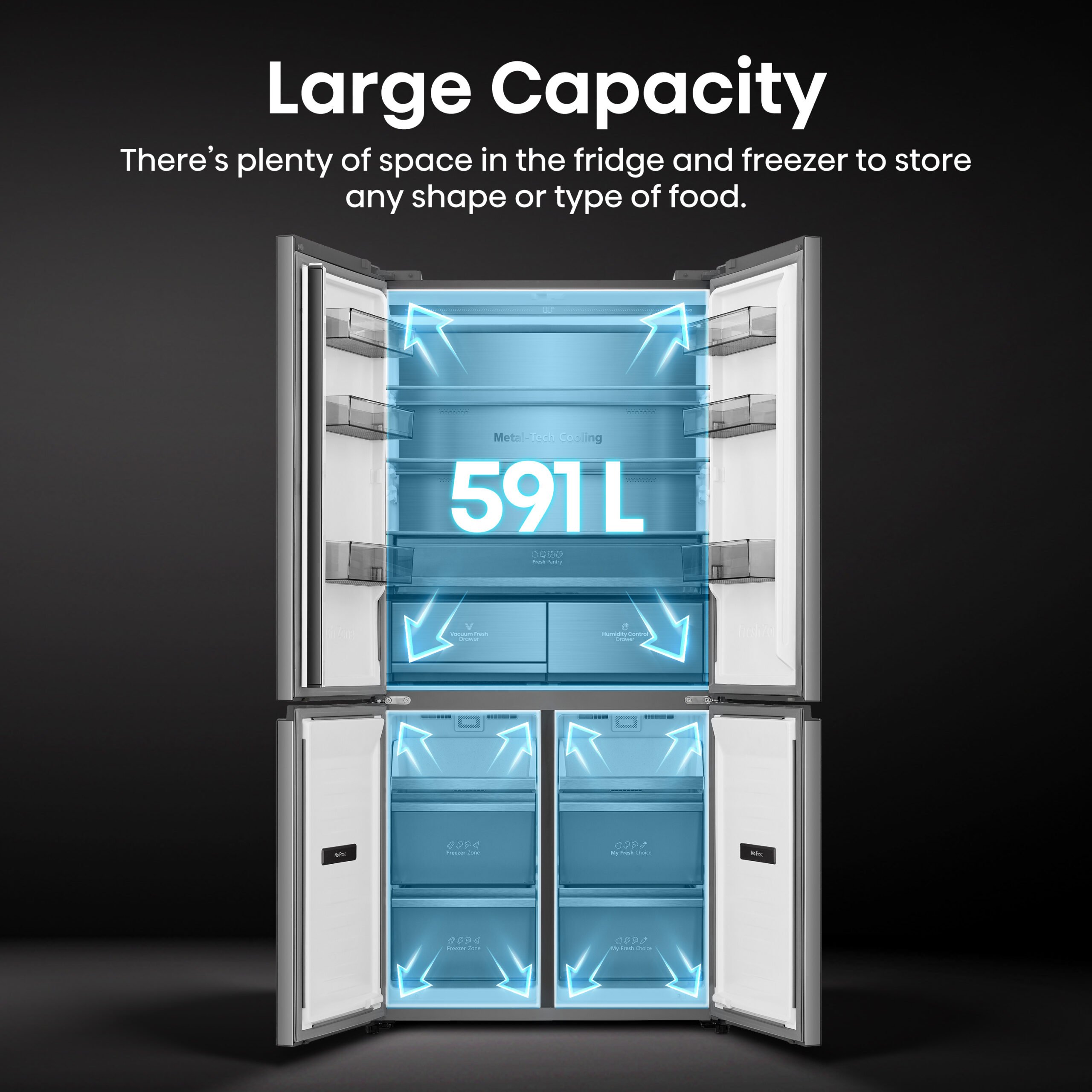 Hisense RQ768N4GVE amerikaanse koelkast Vrijstaand 591 l E Zilver DHZ2938 - Afbeelding 28