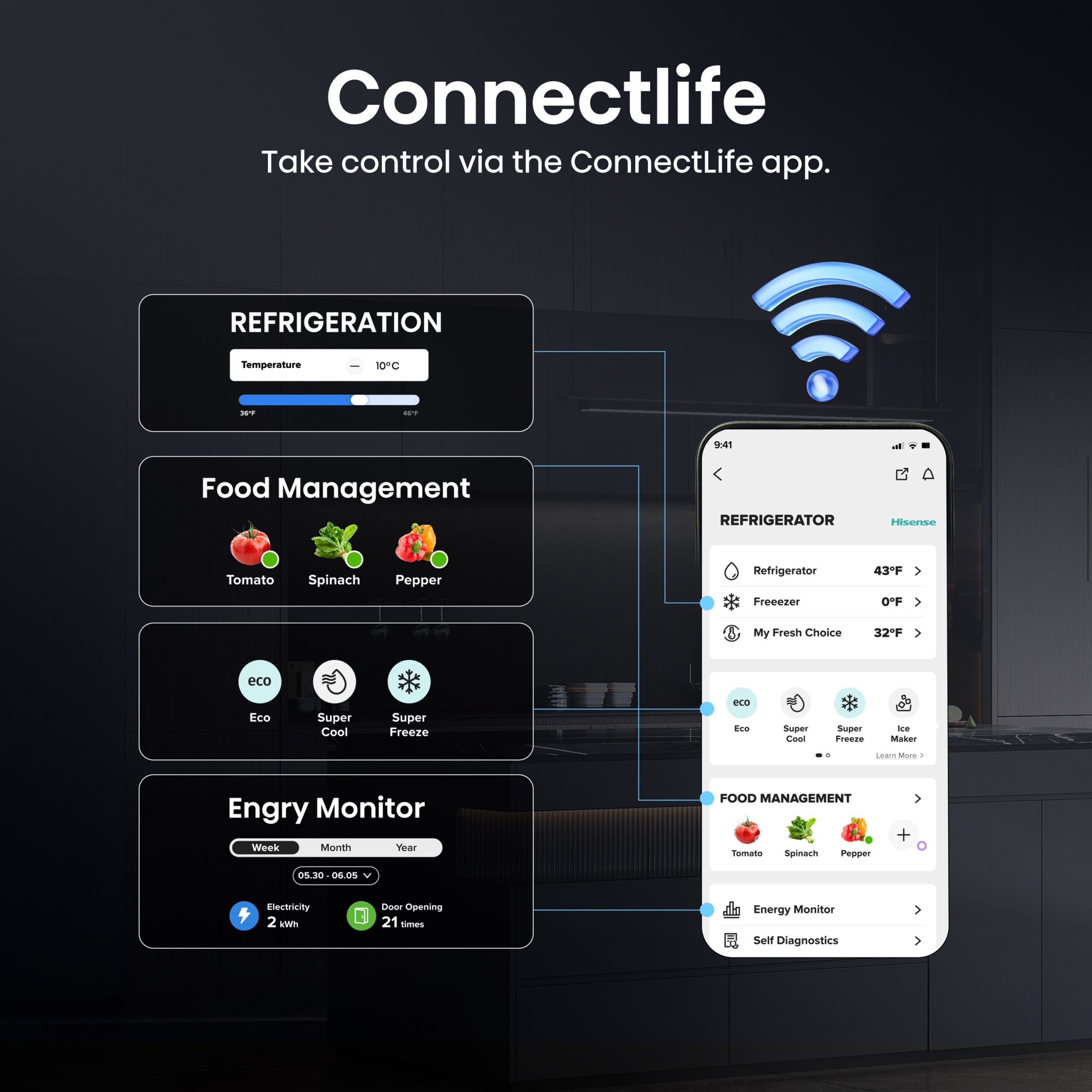 Hisense RQ768N4GVE amerikaanse koelkast Vrijstaand 591 l E Zilver DHZ2938 - Afbeelding 10