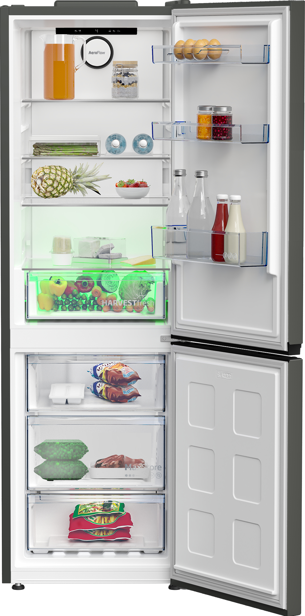 Beko B5RCNE365HG koel-vriescombinatie Vrijstaand 316 l Grijs EWO4332 - Afbeelding 4