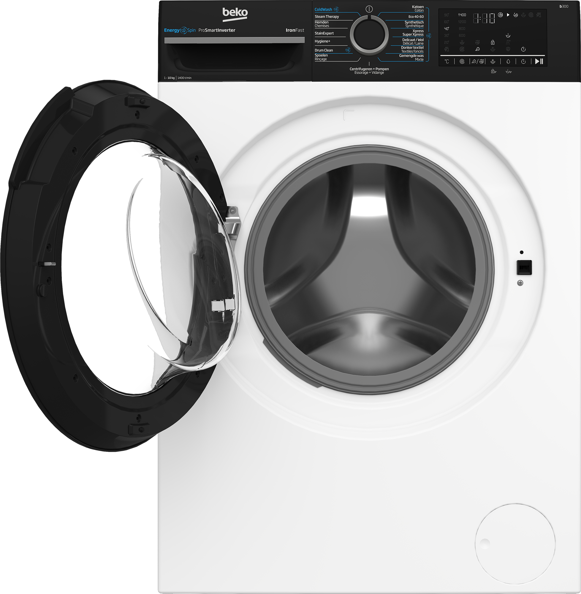 Beko b300 BM3WFU41041B wasmachine Voorbelading 10 kg 1400 RPM Zwart, Wit EWO4367 - Afbeelding 4