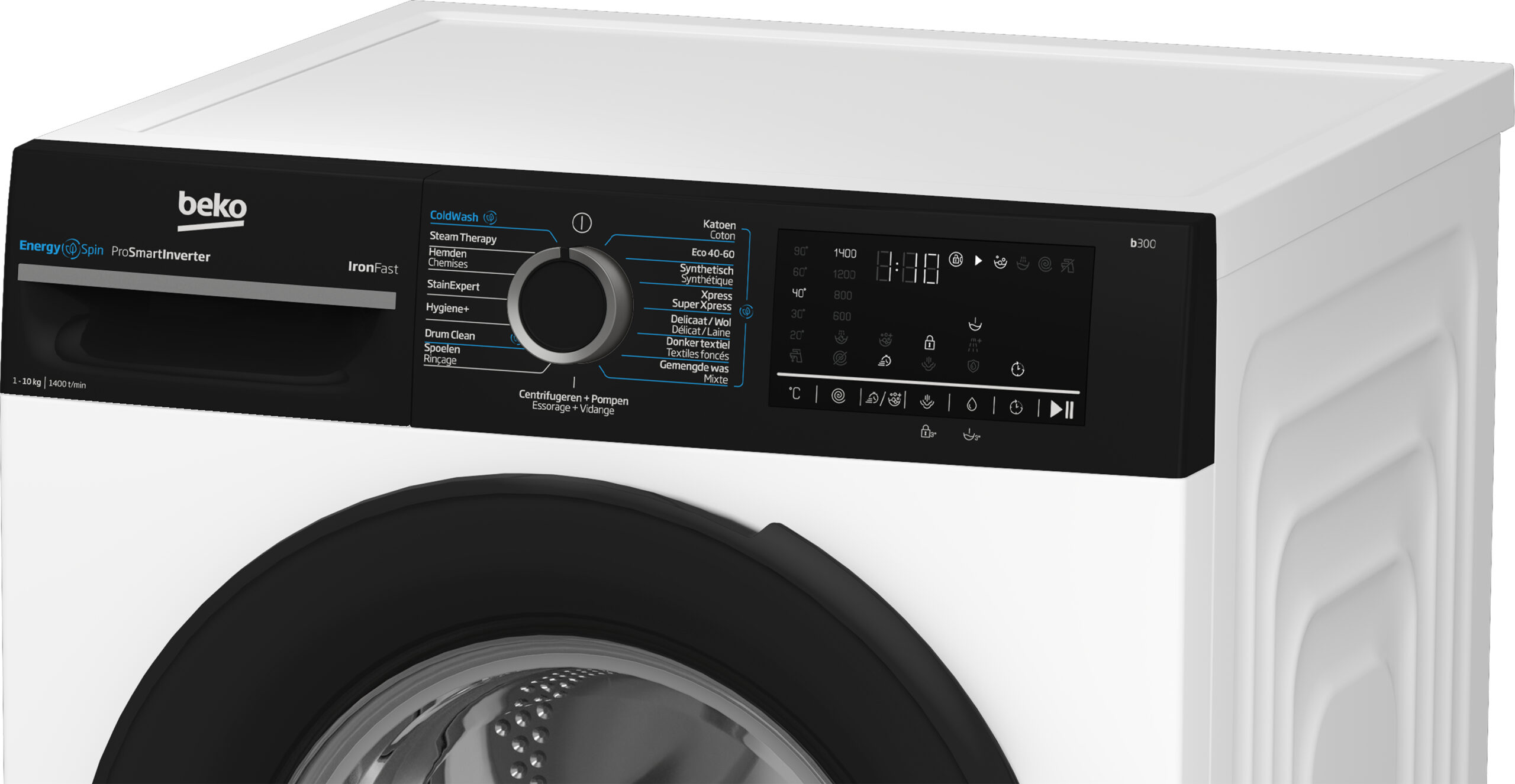 Beko b300 BM3WFU41041B wasmachine Voorbelading 10 kg 1400 RPM Zwart, Wit EWO4367 - Afbeelding 7
