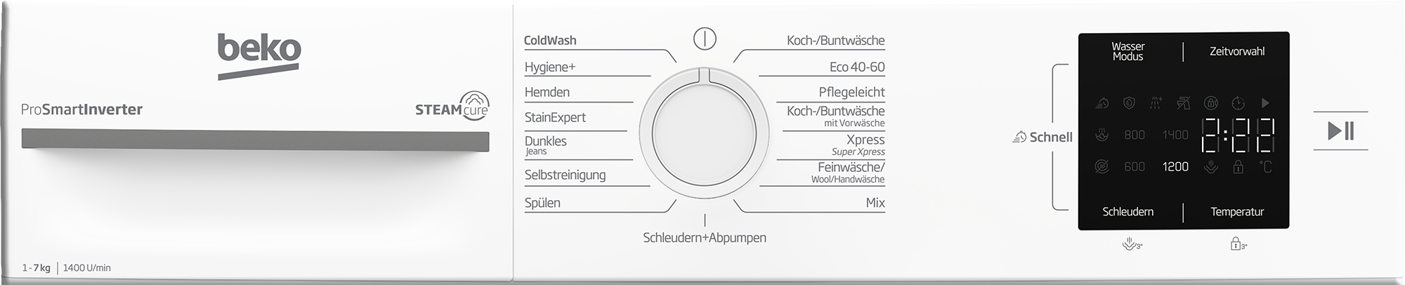 Beko BMMWFU374A wasmachine Voorbelading 7 kg 1351 RPM Wit DHZ4407 - Afbeelding 7