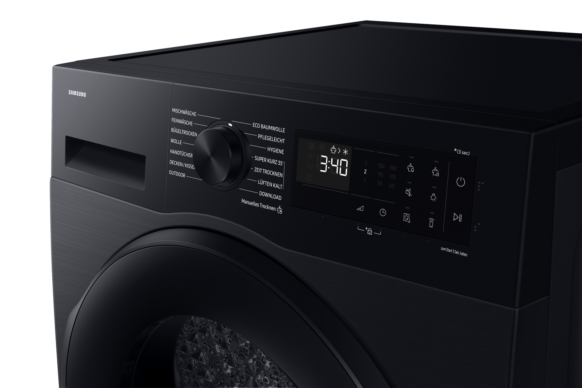 Samsung DV90DG52A0AB wasdroger Vrijstaand Voorbelading 9 kg Zwart - EWO3900 - Afbeelding 9