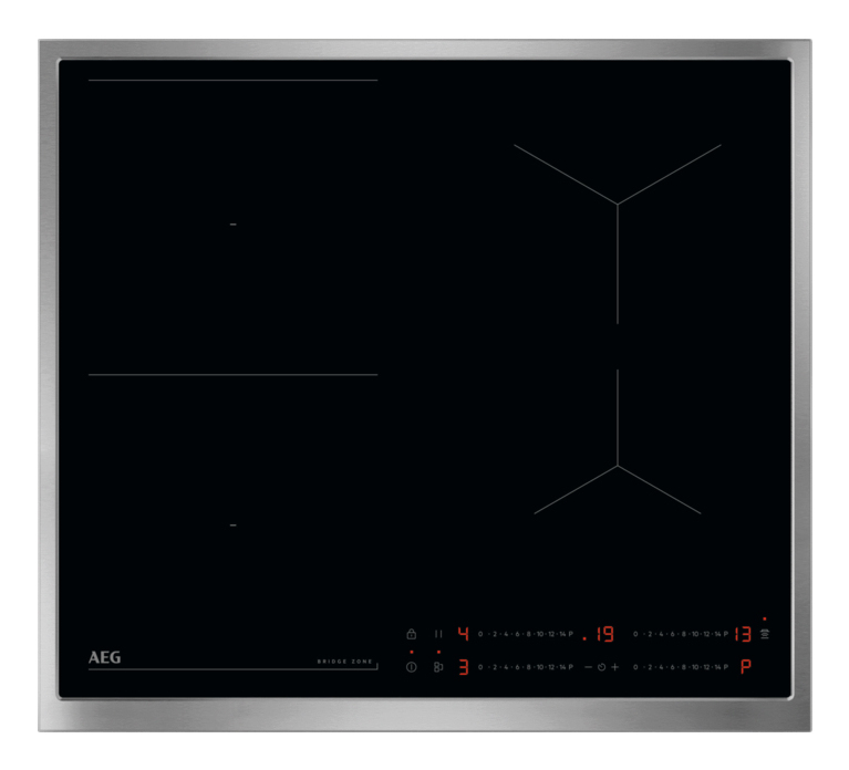 AEG TO64IB0FXB Zwart, Roestvrijstaal Ingebouwd 60 cm Inductiekookplaat zones 4 zone(s) DHZ3949