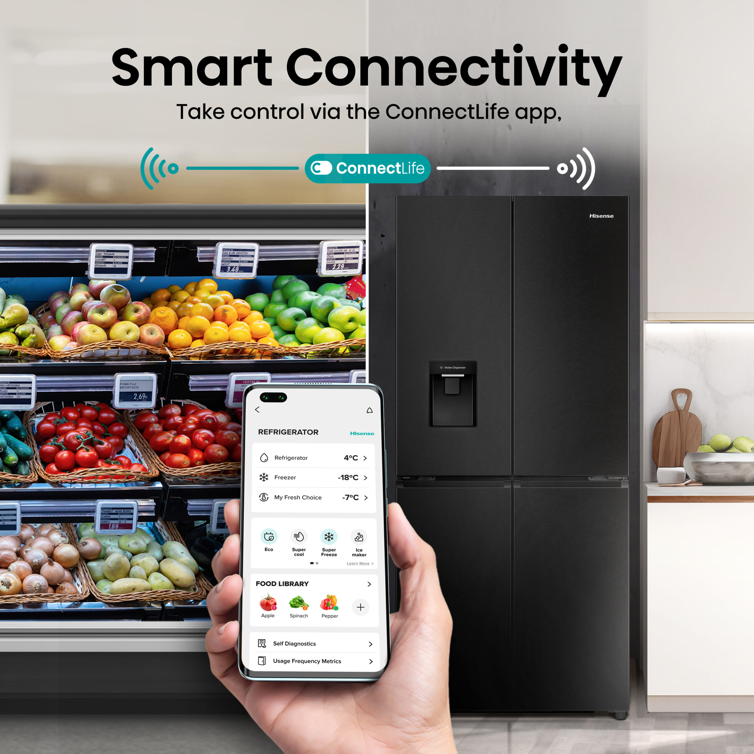 Hisense RQ5P470SMFE koel-vriescombinatie Vrijstaand 482 l DHZ4639 - Afbeelding 9