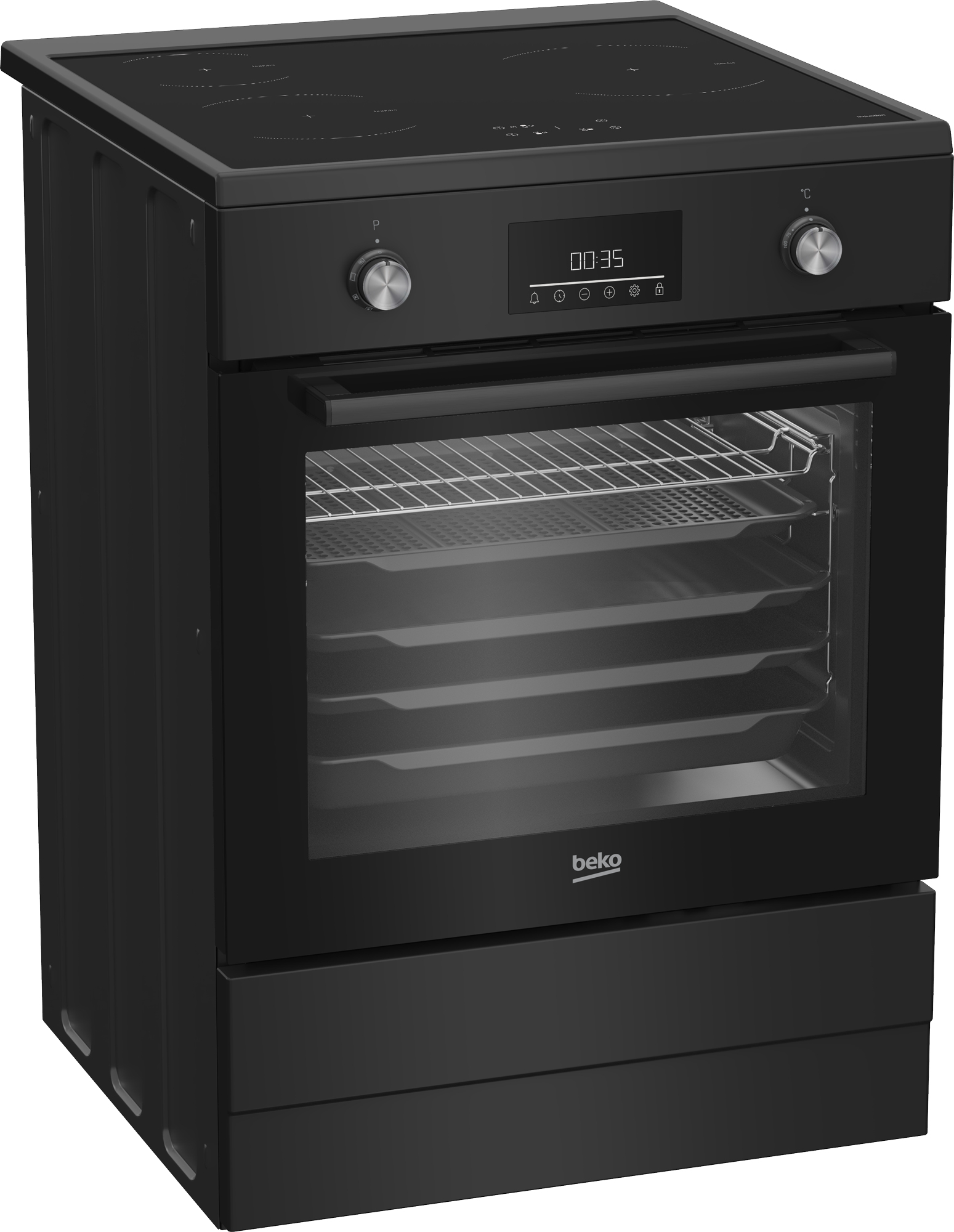 Beko FBMA6930GA Vrijstaand fornuis Electrisch Inductiekookplaat zones Zwart Showroommodel EWO99SR - Afbeelding 3