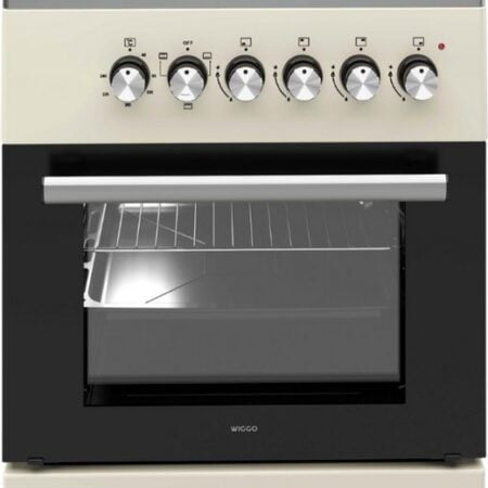 Wiggo WO-E603R(CX) Vrijstaand Gasfornuis  – Creme Rvs Showroommodel EWO92SR