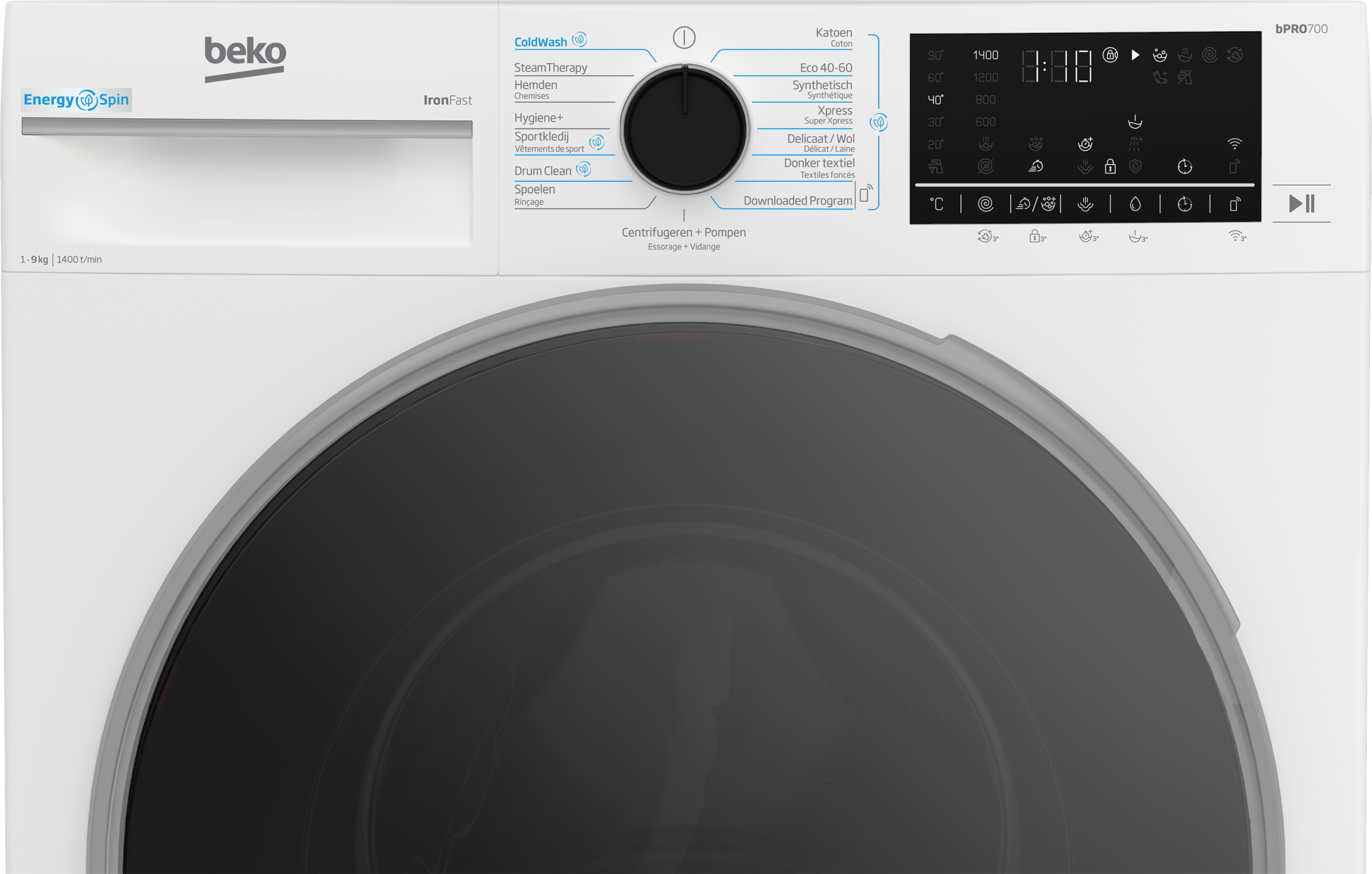 B5WM69418WC: Vrijstaande Wasmachine 9 kg, 1400 rpm EWO4308 - Afbeelding 4