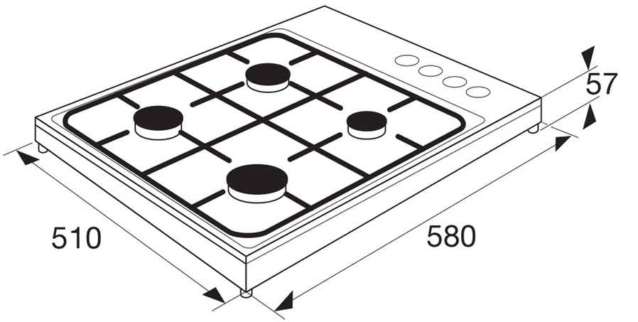 ETNA KGV158WIT kookplaat Wit Ingebouwd Gaskookplaat 4 zone(s) - Afbeelding 3