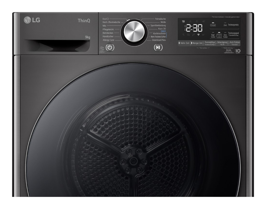 LG RT90V9B wasdroger Vrijstaand Voorlader 9 kg Zwart EWO4715 - Afbeelding 3