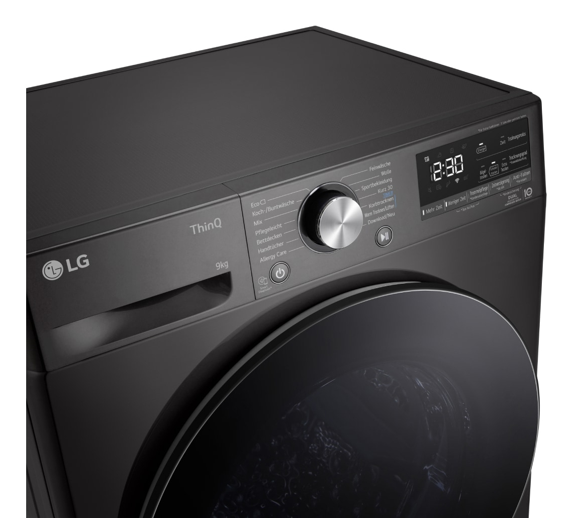 LG RT90V9B wasdroger Vrijstaand Voorlader 9 kg Zwart EWO4715 - Afbeelding 9
