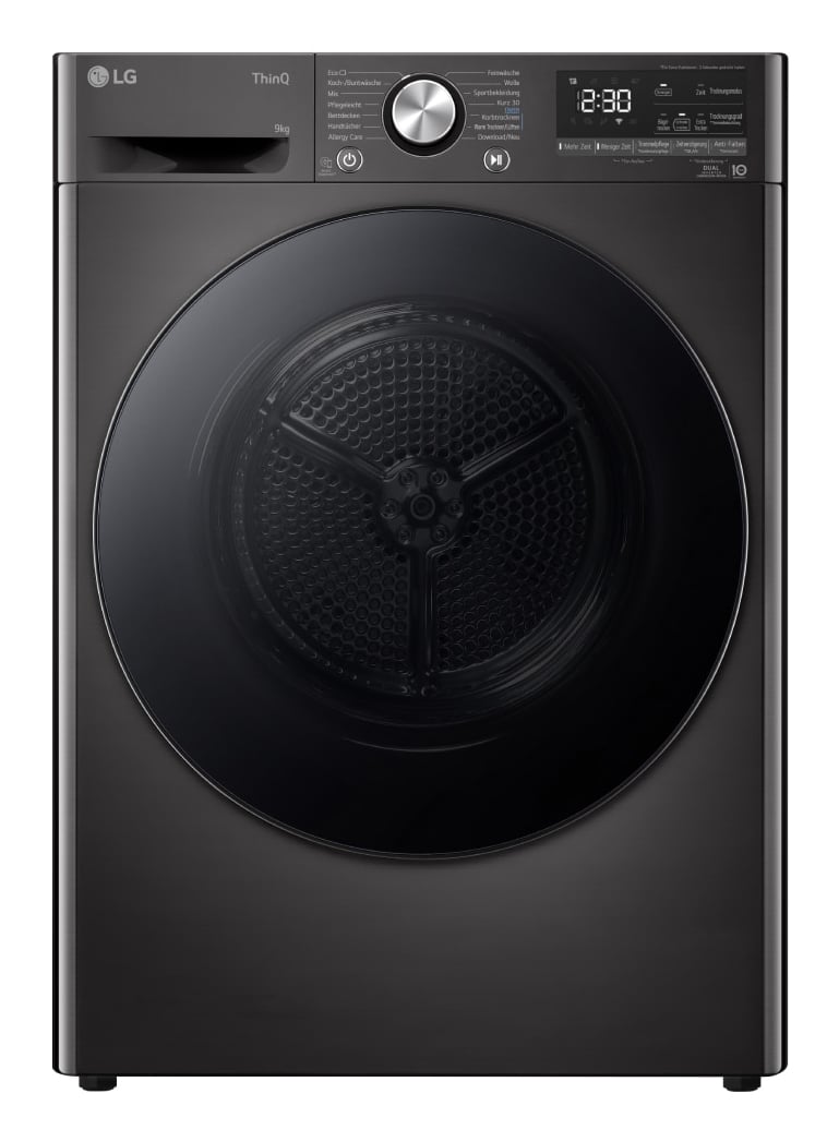 LG RT90V9B wasdroger Vrijstaand Voorlader 9 kg Zwart EWO4715