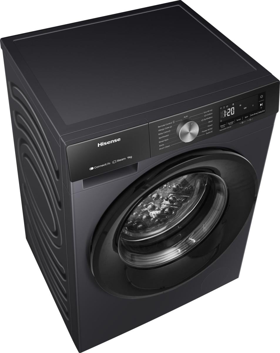 Hisense WF3S9043BB3 wasmachine Voorlader 9 kg 1400 RPM Zwart EWO4821 - Afbeelding 3