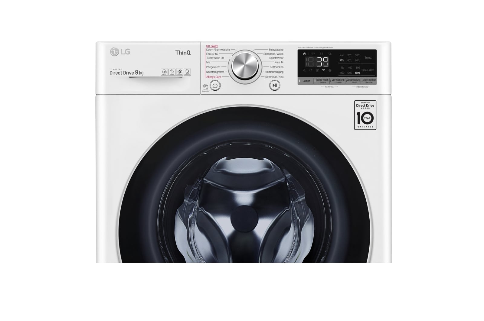 LG F6WV709P1 wasmachine Voorlader 9 kg 1560 RPM Zwart, Wit DHZ4966 VERPAKKINGSCHADE - Afbeelding 7