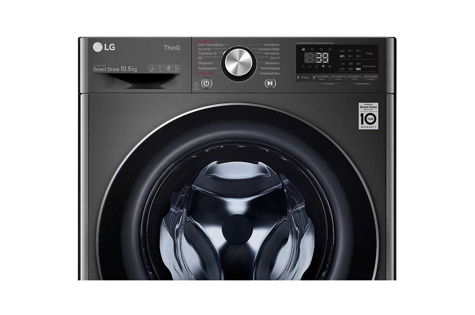 LG F6WV710P2S wasmachine Voorlader 10,5 kg 1600 RPM Zwart, Roestvrijstaal - Afbeelding 6