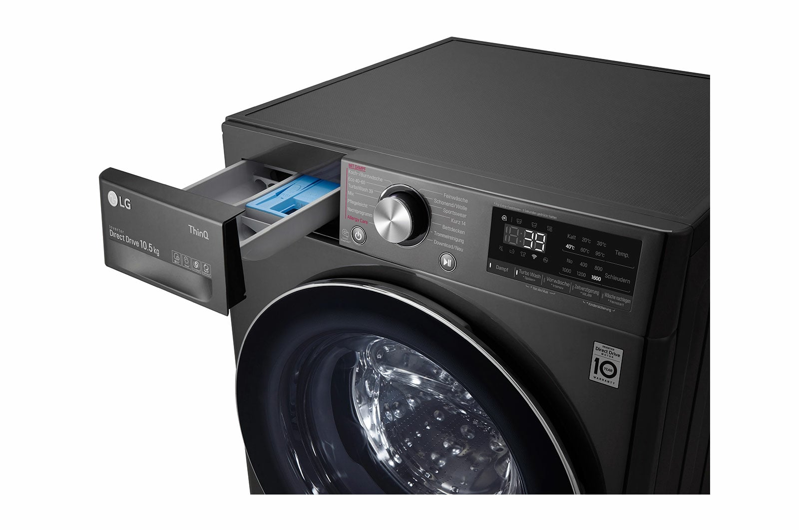 LG F6WV710P2S wasmachine Voorlader 10,5 kg 1600 RPM Zwart, Roestvrijstaal - Afbeelding 7