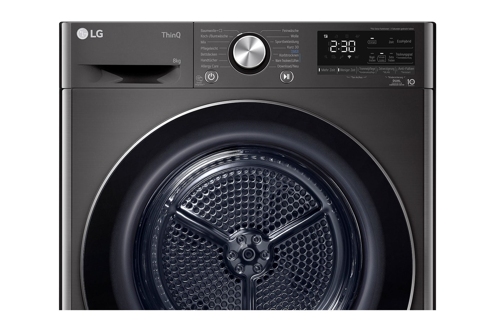 LG RT80V9B wasdroger Vrijstaand Voorlader 8 kg Zwart DHZ4990 - Afbeelding 9
