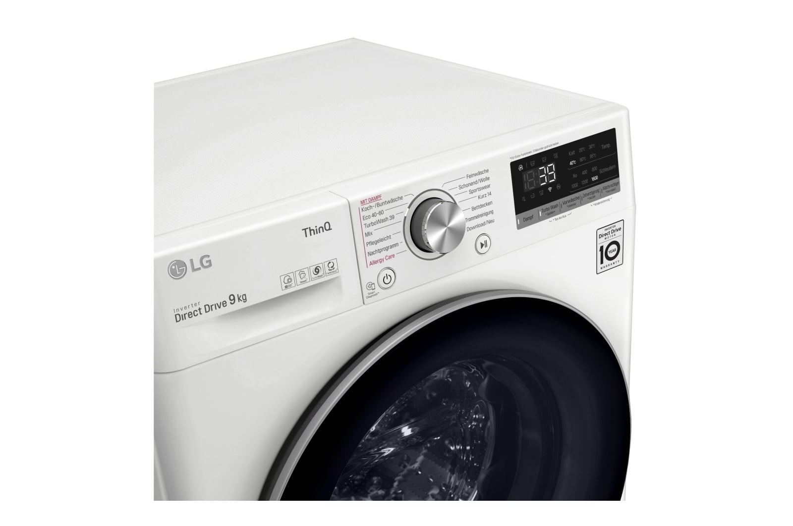 LG F6WV709P1 wasmachine Voorlader 9 kg 1560 RPM Zwart, Wit DHZ4966 VERPAKKINGSCHADE - Afbeelding 4