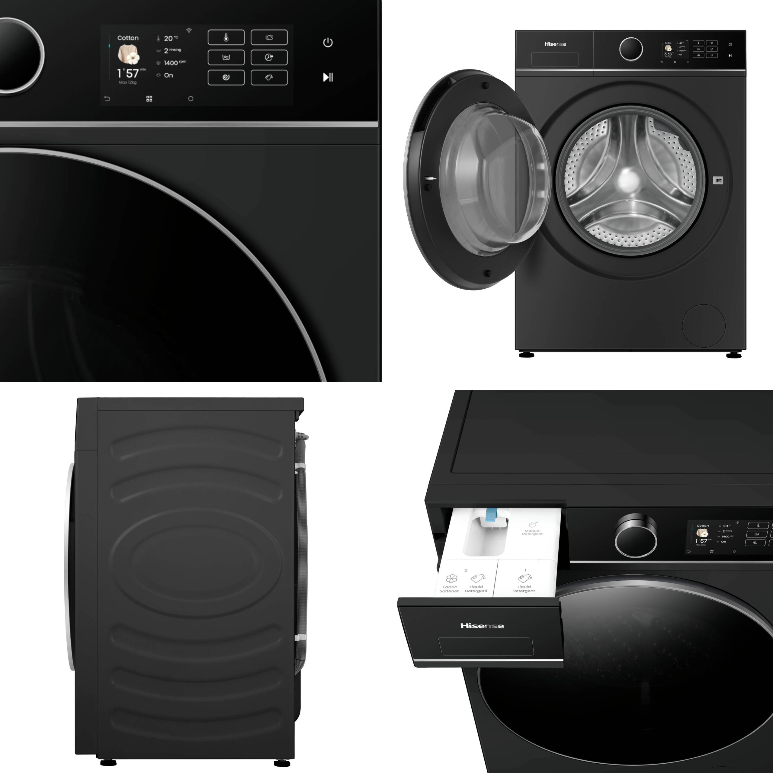 Hisense WD5I1245BBR Was-droogcombinatie Vrijstaand Voorlader Zwart - Afbeelding 3