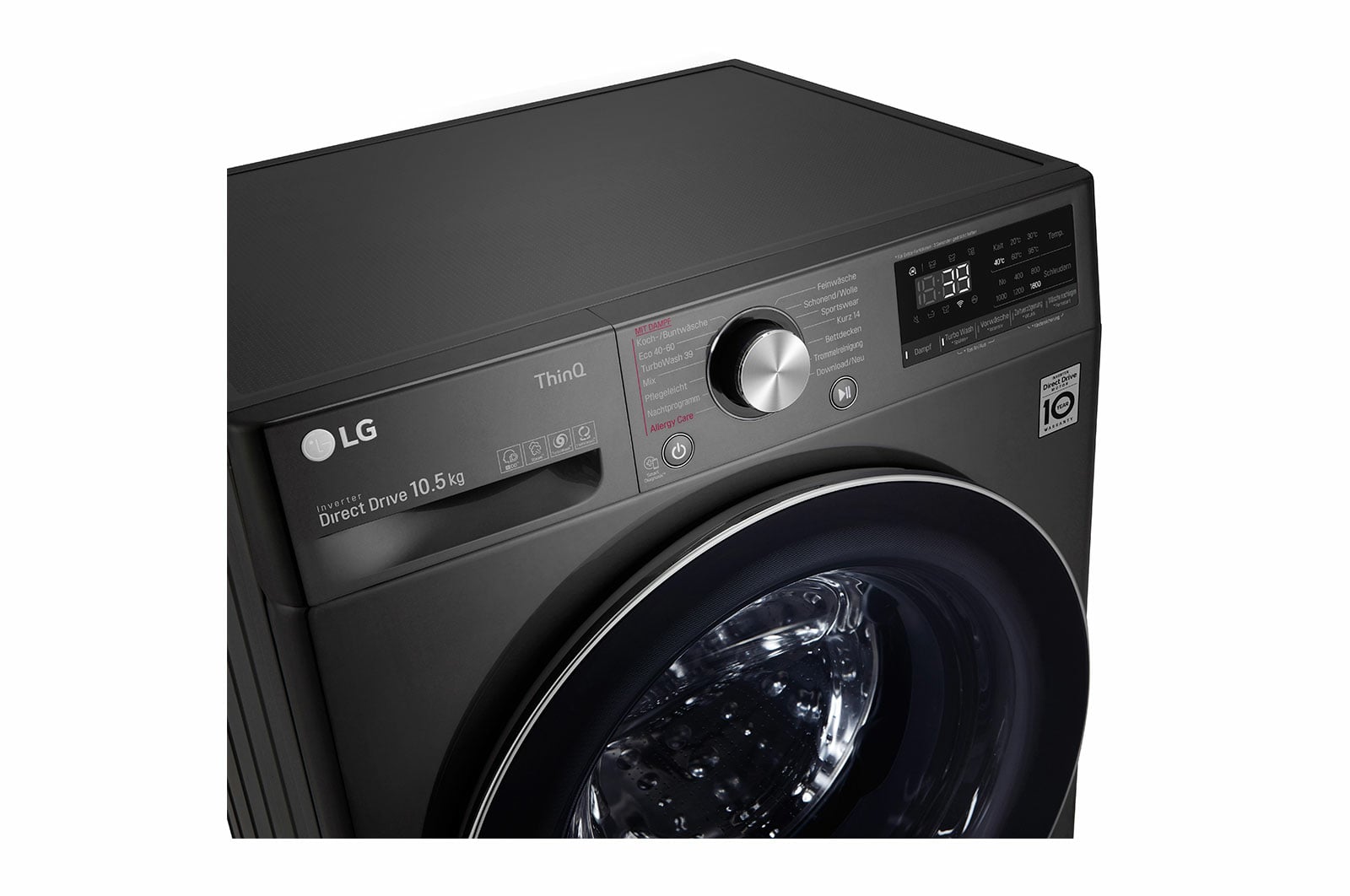 LG F6WV710P2S wasmachine Voorlader 10,5 kg 1600 RPM Zwart, Roestvrijstaal - Afbeelding 4