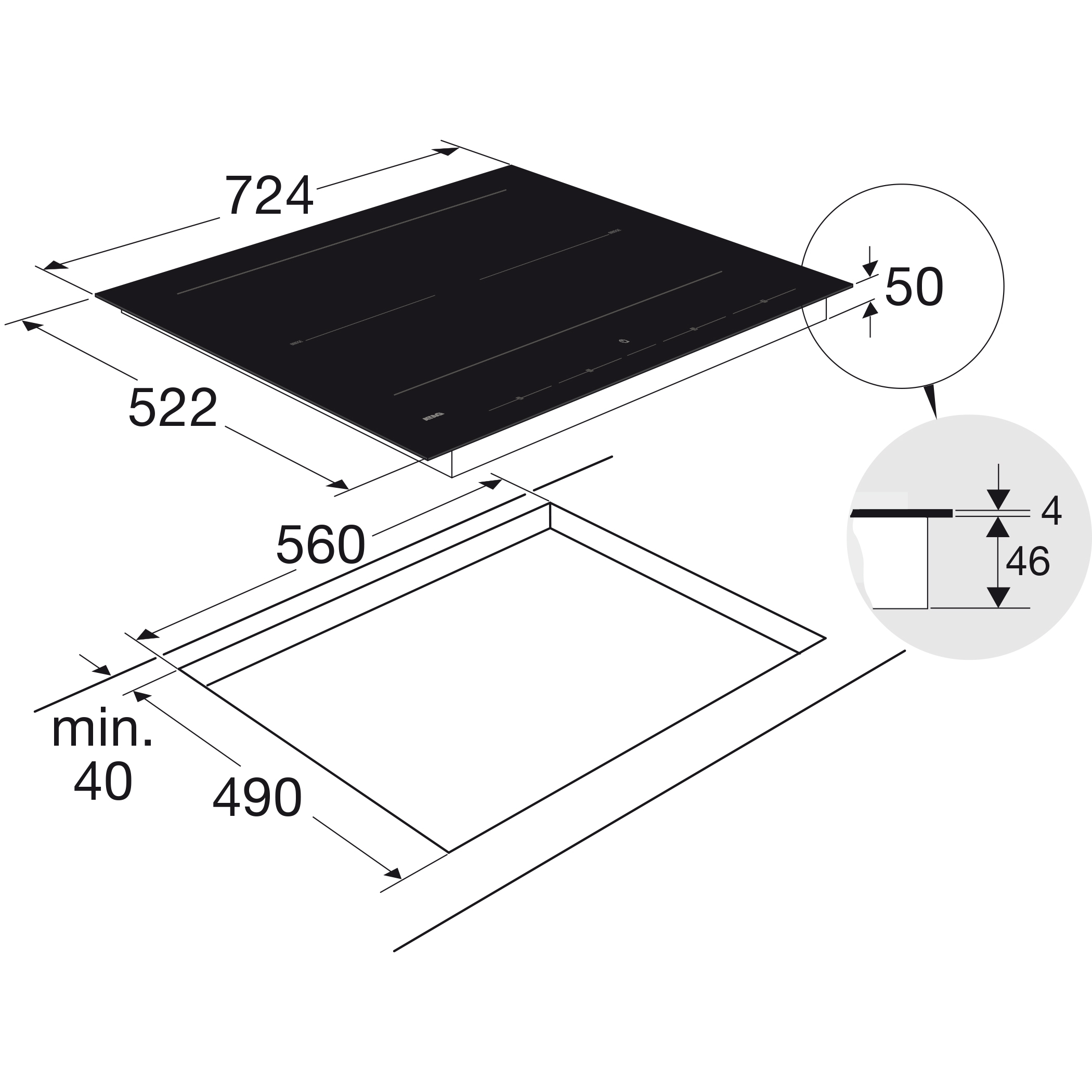 ATAG HI27471SV kookplaat Zwart Ingebouwd 60 cm Inductiekookplaat zones 4 zone(s) B-keuze - Afbeelding 5