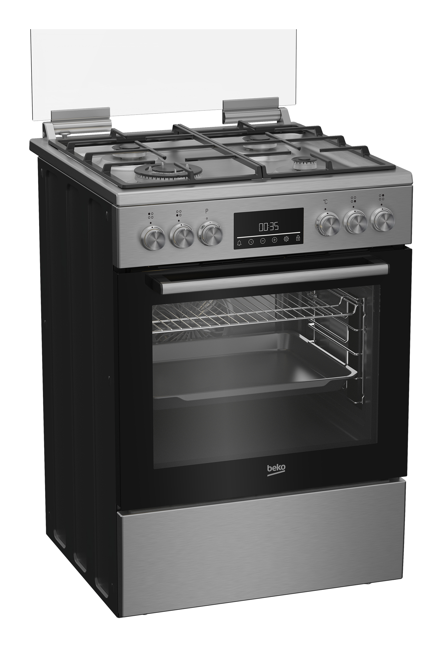 Beko FBE6133XS NL Vrijstaand fornuis Electrisch Gaskookplaat Zwart, Roestvrijstaal - Afbeelding 2