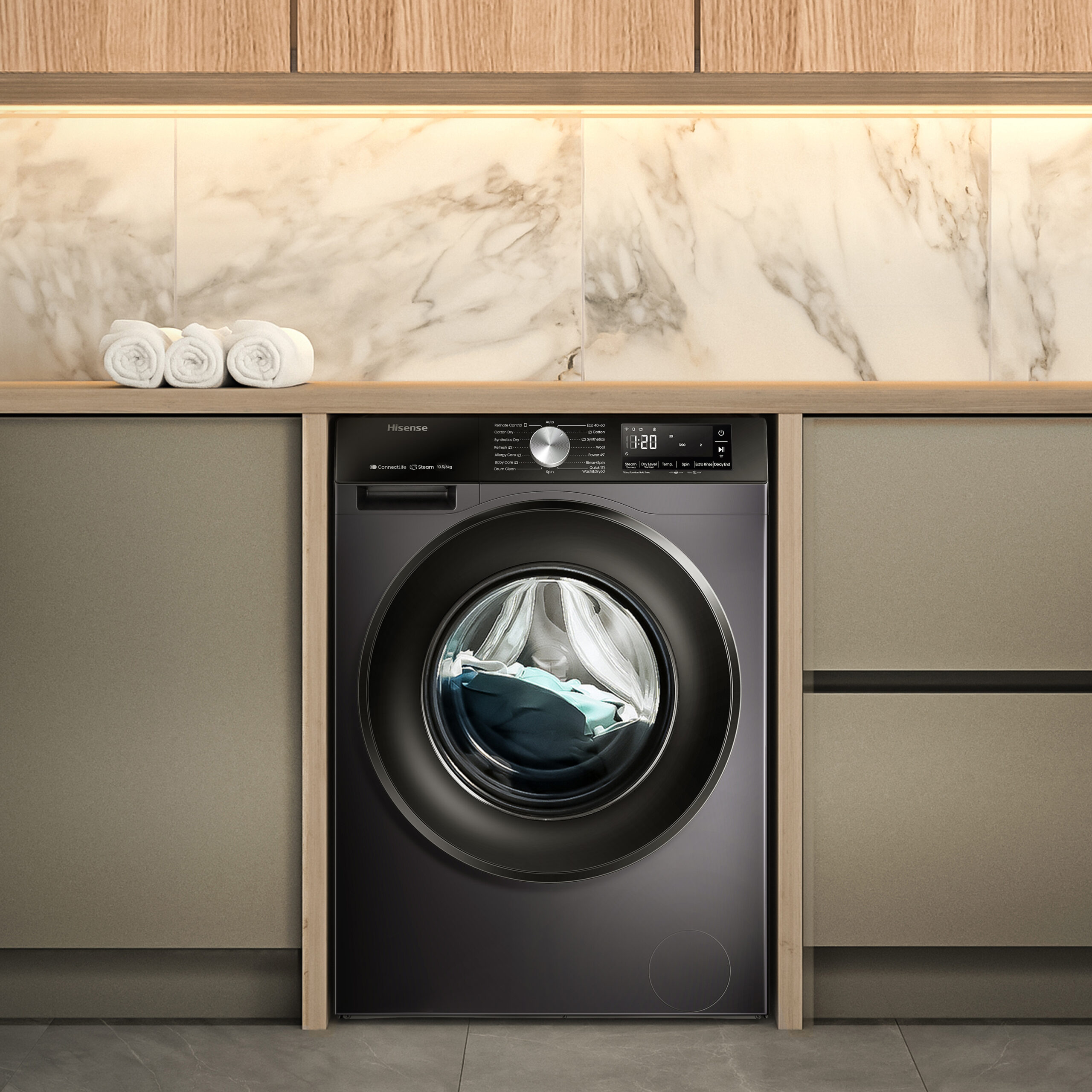 Hisense WD3S1043BB3 Was-droogcombinatie Vrijstaand Voorlader Zwart EWO5034 - Afbeelding 5