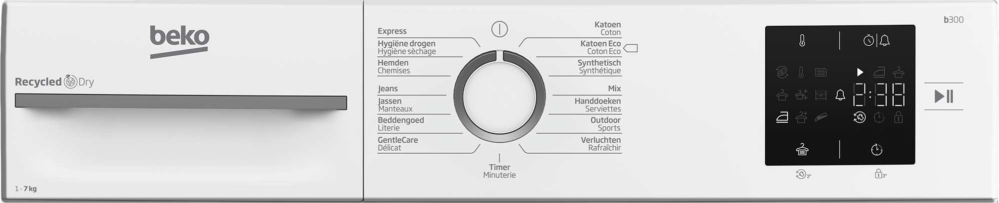 Beko BM3T3722W wasdroger Vrijstaand Voorlader 7 kg Wit DHZBEKO173 - Afbeelding 5
